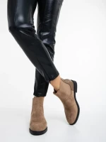 Botine dama bej din material textil Dominika
