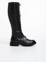 Cizme dama negre cu bronz din piele ecologica Nafiset