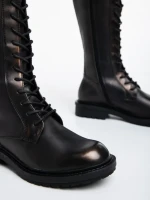 Cizme dama negre cu bronz din piele ecologica Nafiset