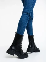 Ghete dama negre din piele ecologica Lalitha