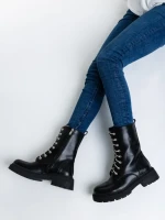 Ghete dama negre din piele ecologica Lalitha