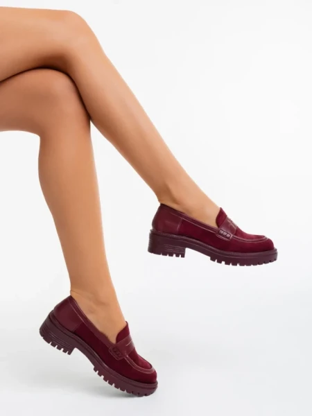 Mocasini dama grena din material textil Agneza