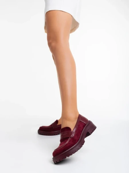 Mocasini dama grena din material textil Agneza