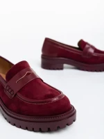 Mocasini dama grena din material textil Agneza