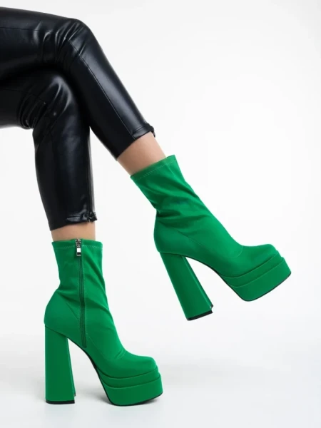 Botine dama verzi din material textil Montana