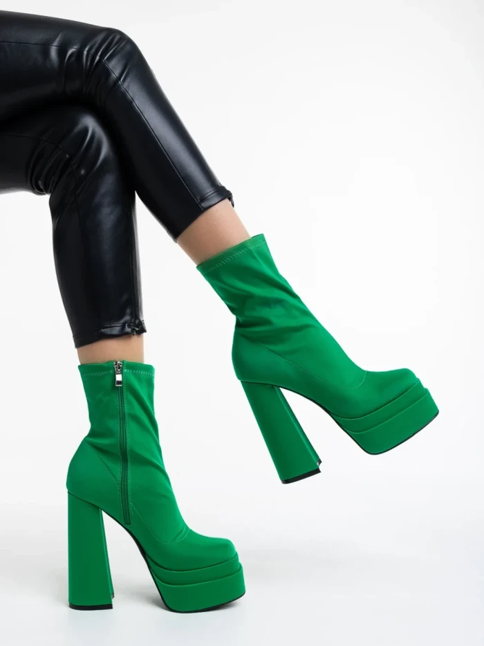 Botine dama verzi din material textil Montana