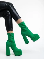 Botine dama verzi din material textil Montana