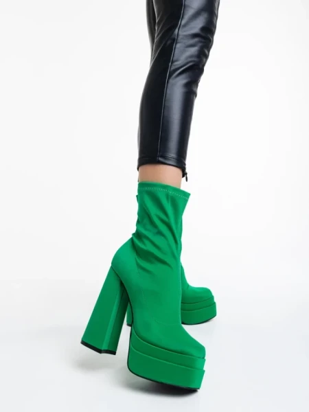 Botine dama verzi din material textil Montana