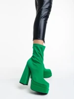 Botine dama verzi din material textil Montana