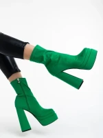 Botine dama verzi din material textil Montana