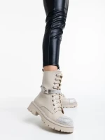 Ghete dama bej din piele ecologica Inesa