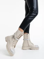 Ghete dama bej din piele ecologica Inesa