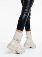 Ghete dama bej din piele ecologica Inesa