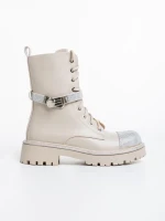 Ghete dama bej din piele ecologica Inesa