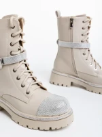 Ghete dama bej din piele ecologica Inesa