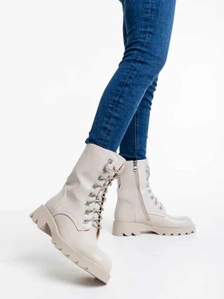 Ghete dama bej din piele ecologica Kaoru