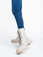 Ghete dama bej din piele ecologica Kaoru