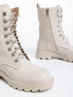 Ghete dama bej din piele ecologica Kaoru