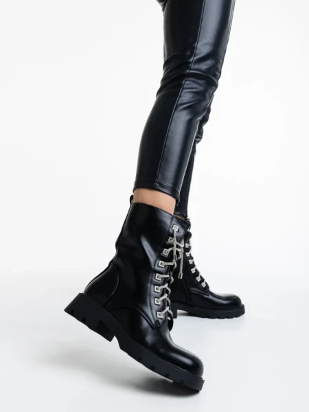 Ghete dama negre din piele ecologica Kaoru