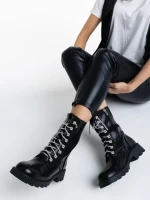 Ghete dama negre din piele ecologica Kaoru