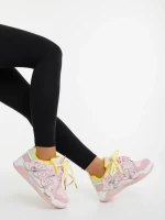 Pantofi sport dama roz cu galben din piele ecologica Osiana