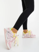 Pantofi sport dama roz cu galben din piele ecologica Osiana
