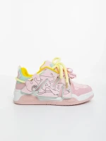 Pantofi sport dama roz cu galben din piele ecologica Osiana