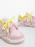 Pantofi sport dama roz cu galben din piele ecologica Osiana