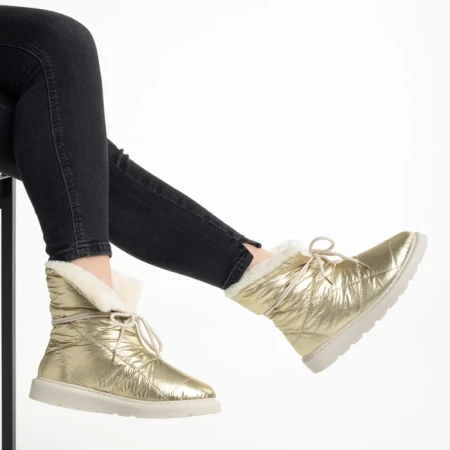 Cizme dama impermeabile aurii din material textil Anselma