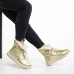 Cizme dama impermeabile aurii din material textil Anselma