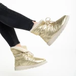 Cizme dama impermeabile aurii din material textil Anselma