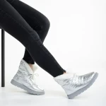 Cizme dama impermeabile argintii din material textil Anselma