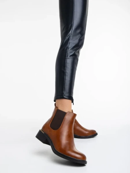 Botine dama maro deschis din piele ecologica Vitaliya