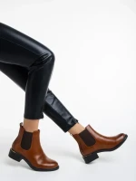 Botine dama maro deschis din piele ecologica Vitaliya