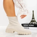 Botine dama bej din material textil Redaria