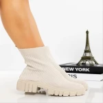 Botine dama bej din material textil Redaria