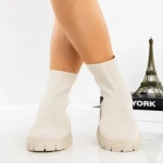 Botine dama bej din material textil Redaria
