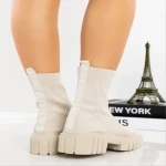 Botine dama bej din material textil Redaria