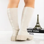 Cizme dama bej  din material textil  Desmi