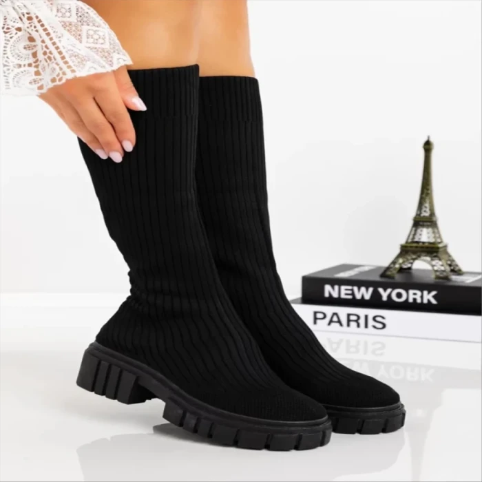 Cizme dama negre  din material textil  Desmi