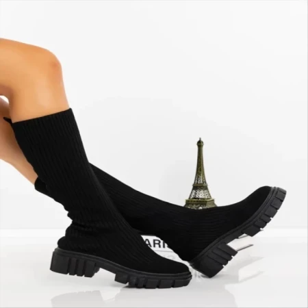 Cizme dama negre  din material textil  Desmi