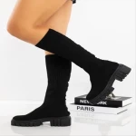 Cizme dama negre  din material textil  Desmi