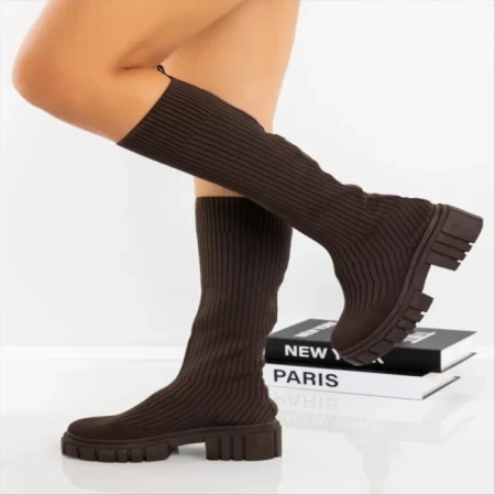 Cizme dama maro  din material textil  Desmi