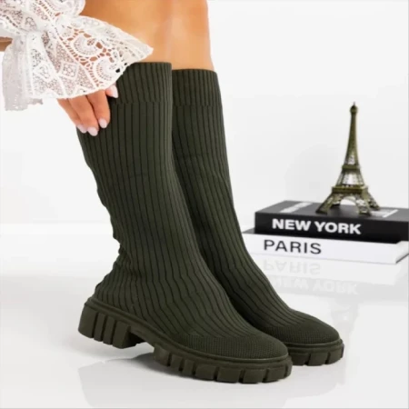 Cizme dama verzi  din material textil  Desmi