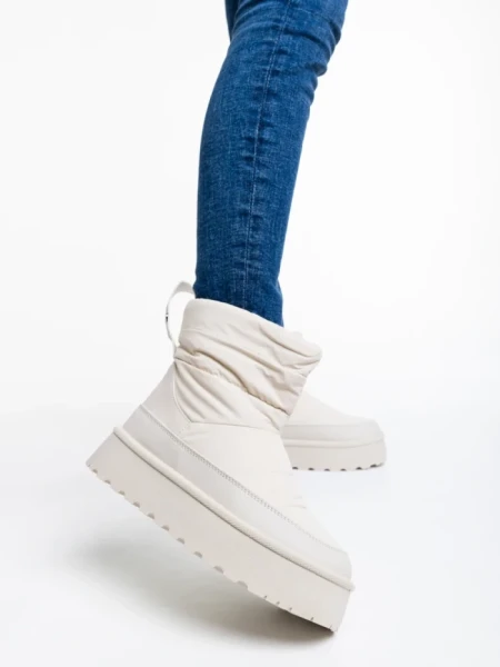 Cizme dama bej din material textil Selby