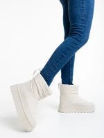 Cizme dama bej din material textil Selby