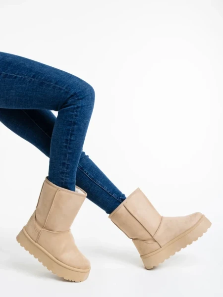 Cizme dama bej din material textil Peigi