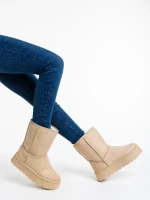 Cizme dama bej din material textil Peigi