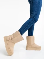 Cizme dama bej din material textil Peigi