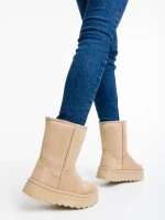 Cizme dama bej din material textil Peigi
